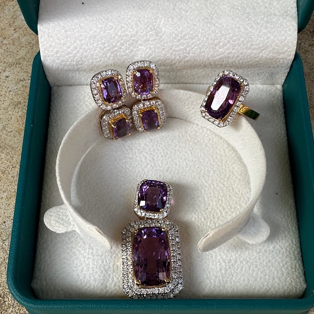 Amethyst gold and diamonds set - Picture 2 of 15